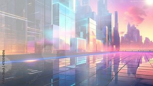 Modern view in the building city landscape. 4k business loop animation background