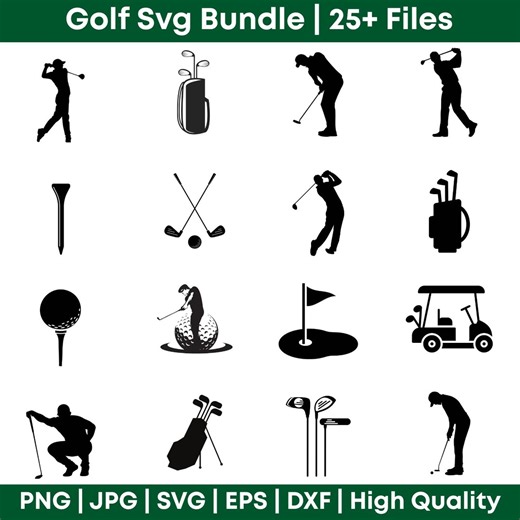 Golf SVG Bundle 25  | Cricut Sports Files | Png JPG SVG Cut Designs | Golfer Clipart - Etsy