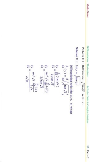 📘 Derivatives Question 111 | Differentiation of √(tan √x) | Calculus