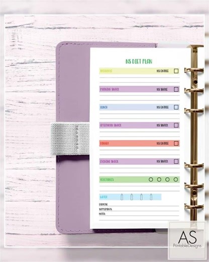 Diet Plan Printable: Color-Coded Food & Wellness Tracker, Nutrisystem Inspired
