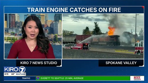 VIDEO: Train engine catches fire in Spokane