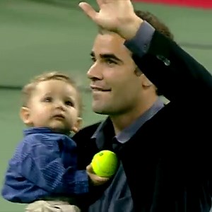In 2003, Pete Sampras returned to the US Open Tennis Championships and retired during a special ceremony. This unforgettable moment between father and son is sure to give you all of the feels... 🤗 | United States Tennis Association - USTA (Official)