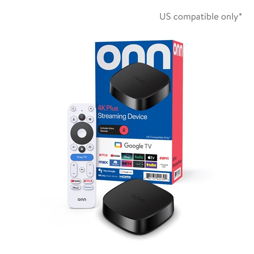 onn 4K Plus Streaming Device, Google TV - Ultra-fast Streaming, Stunning 4K UHD, 16GB Storage, 2GB RAM, Dolby Vision & Atmos, Remote with Voice Control