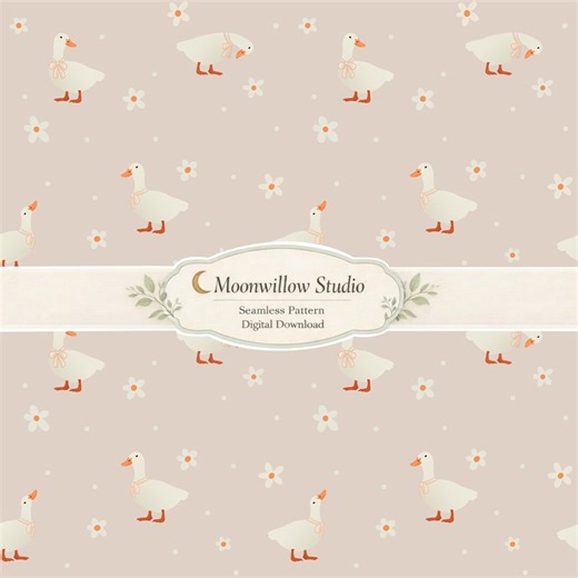 Neutral Goose Daisy Seamless Pattern, Coquette Goose Digital Paper, Beige Floral Goose Pattern, Cute Farmhouse Bow Pattern, Instant Download - Etsy