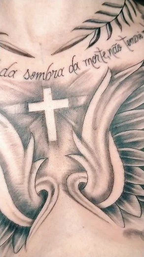 Stunning Winged Tattoo Design on Upper Chest