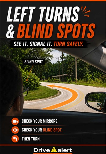 🚗 Left turns don’t have to be difficult—if you know your turning point. One of the biggest mistakes new drivers make is turning too early (short turns) or too late (wide turns). Both can cost you points on your DMV road test. 💡 Here’s the reference point we teach our students: As you approach your left turn, the tip of your driver’s side mirror should line up with the center of the roadway—the point that separates your side of traffic from oncoming traffic. You can use: ✅ The center median ✅ T