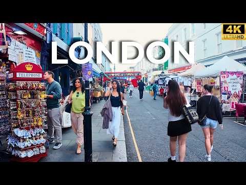 London Walk 4K HDR | Most Expensive Streets of Notting Hill & Portobello Road Market🇬🇧
