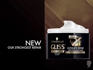 Introducing NEW Schwarzkopf® GLISS Hair Repair Ultimate Repair Anti-Damage Mask. With an extra dose of liquid keratin, repair heavily damaged hair and protect against future damage. | Schwarzkopf