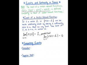 Limits & Continuity of Vector-Valued Functions in Space