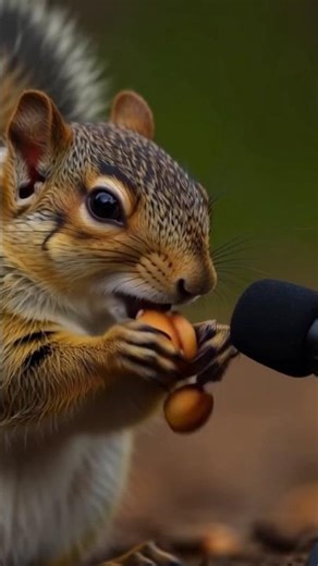Squirrel eating hazelnuts