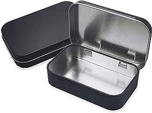 Amazon.com: CLOPECS Small Metal Tin Box Lid - 2 Pcs Black Box with Hinged, Mini Small Empty Container, Portable Case for Soap, Mint, Cookie : Home & Kitchen