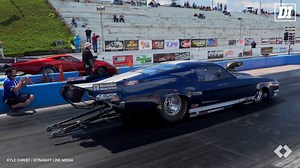 In his roots blown Mustang, Bob Glenn takes the provisional No. 1 spot with a career-best time of 3.64 at 202.61 mph in Xtreme Pro Mod at the NMRA/NMCA All-Star Nationals at Rockingham Dragway. | Drag Illustrated