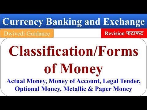 Classification of Money, Forms of Money, Actual Money, Metallic money, Paper Money, Currency bcom