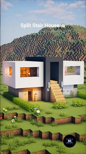 Modern Split House Design #minecraft #minecraftbuilds
