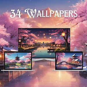 Cherry Blossom 34 Pack 4k Desktop Wallpaper Bundle, Anime Computer Background, Desktop Background, Ghibli Wallpaper Tablet iPad Cute Kawaii - Etsy