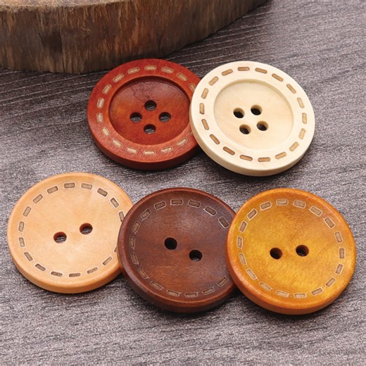 Vintage Laser Dashed Line Wood Buttons: Sewing Supplies (20 Pcs) - Etsy