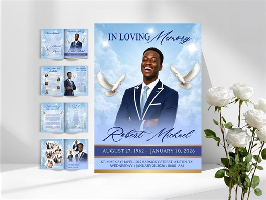 Printable Obituaries Template Funeral Celebration of Life Program Digital Download Funeral Program Editable Obituary Canva Funereal Memorial - Etsy