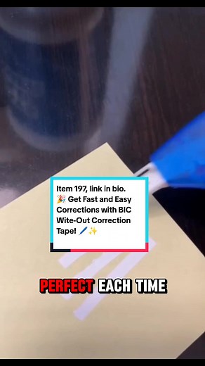 Item 197, link in bio. 🎉 Get Fast and Easy Corrections with BIC Wite-Out Correction Tape! 🖊️✨ ✅ Correct mistakes with precision and ease using BIC Wite-Out Brand EZ Correct Correction Tape. ✅ Tear-resistant and film-based for long-lasting use. ✅ No dry time, no bleeding, and no dripping. Write or type over it instantly! ✅ Clear dispenser lets you see how much tape is left, and the self-winding wheel keeps it secure. ✅ Perfect for office or school supplies, suitable for lefties and righties. ✅