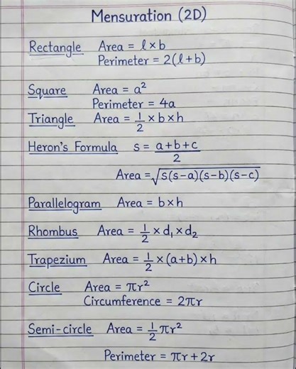 2D and 3D Formulas 🔥🔥