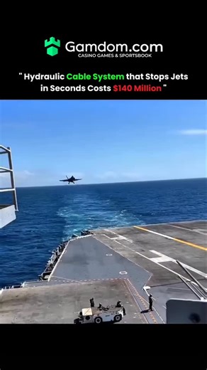 x on Instagram: "A hydraulic arresting cable system stops high speed jets in seconds. A steel cable stretches across the runway and connects to hydraulic cylinders underground. When a jet's tailhook catches the cable, the hydraulic system absorbs the aircraft's kinetic energy. This process slows the jet from over 250 km/h to a full stop in less than three seconds. Each installation costs about $140 million and is essential for safe landings on short runways and aircraft carriers. (No copyright i