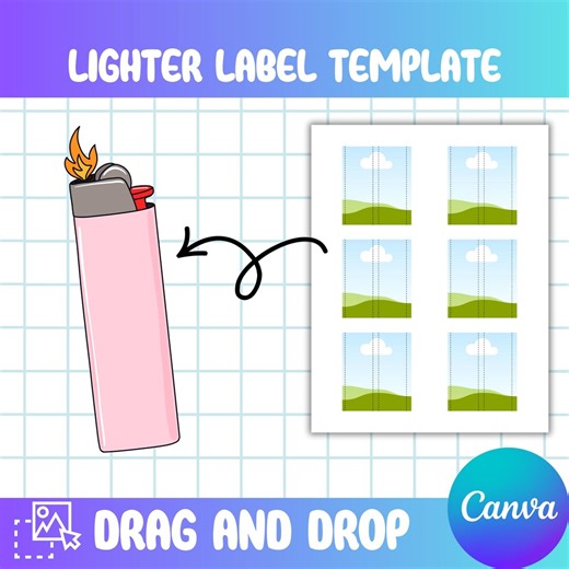 Lighter Label Editable Canva Template, Full Wrap Canva Frame, Drag and Drop, Custom Lighter Gift, Lighter Photo Wrap, Bic Sticker Designs - Etsy