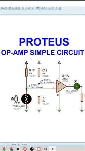Op-amp simple circuit #shorts #electronic #proteus #opamp