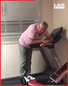 This guy couldn't figure out how to stop the treadmill. At least he has such a supportive wife... 😂 | LADbible