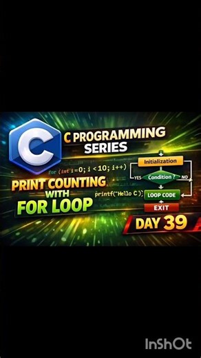 Print Counting Using For Loop in C 🔢 | Day 39 #CProgramming #ForLoop #Shorts