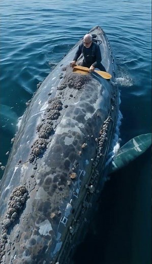 Watch a Diver Clean a Whale’s Back – Barnacle Removal in Action! #whale #barnacles #animalrescue