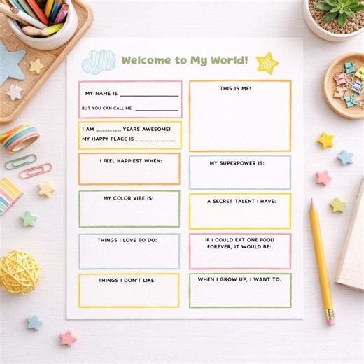 All About Me Printable for Kids: Instant PDF Download - Etsy UK