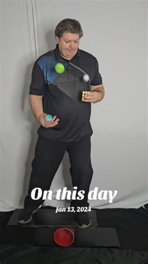 Juggler Multitasking With Rubik's Cube Table Tennis Ball On A Balance Board #onthisday #juggling #multitasking #rubikscube #pingpong | Brian Pankey Celebrity Entertainer