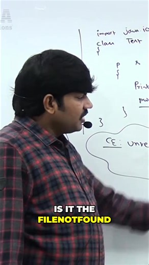 The compiler throws a FileNotFoundException—it's not just an error. It's the compiler asking if you've handled the possibility of the exception. It's checking your code and helping you be more robust. #FileNotFoundException #CheckedException #Compiler #Java #ErrorHandling | Durgajobs