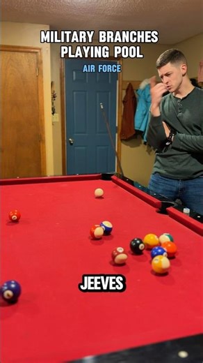 The military branches playing pool