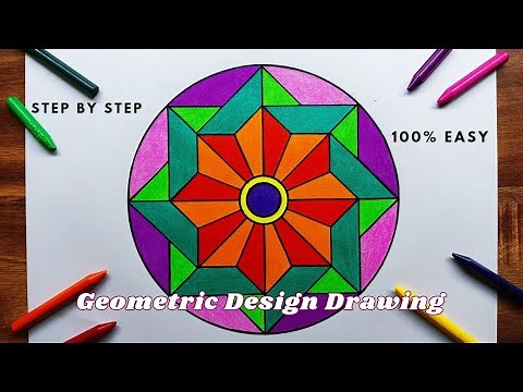 Geometrical Rangoli design drawing in circle _Circle patterns_ How to draw geometric design incircle