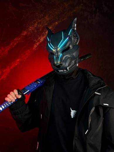 Cyberpunk Cat Mask With RGB LED & Bluetooth - Etsy