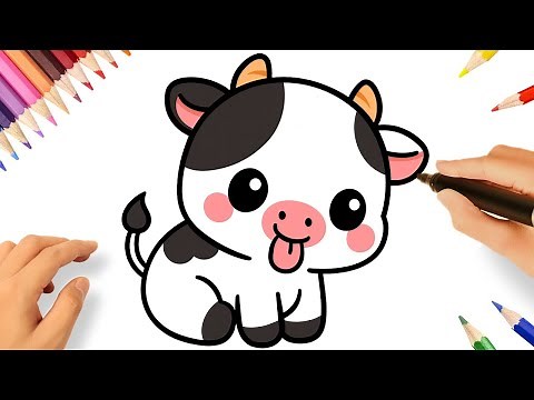 HOW TO DRAW A CUTE COW EASY 🐮😛