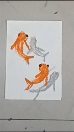 3D fish drawing with oil pastels #art #youtubeshorts