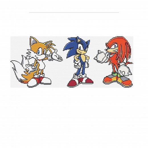 Sonic the Hedgehog, Knuckles, Tails, Cross Stitch Pattern, Retro Game, Movie, Sonic Cross Stitch Pattern - Etsy
