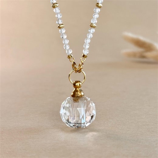Clear Quartz Perfume Vial Necklace Essential Oil Crystal Necklace Handmade Faceted Fragrance Bottle Daily Jewelry Meaningful Gift for Her - Etsy
