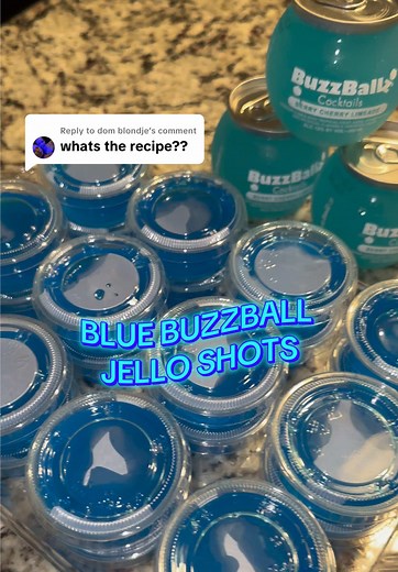 Replying to @dom blondje here’s the blue buzzball jello shot recipe 🤪🩵 lmk if you try them !! ☺️ they’re so yummy 😋 #jello #recipe #jelloshot #buzzball #yummy