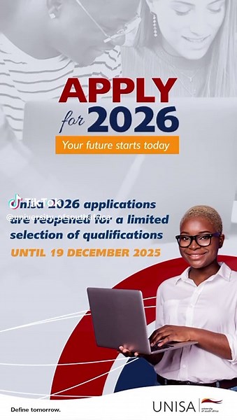 Applications have re-opened for a limited number of undergraduate qualifications, honours degrees and postgraduate diplomas - apply between 3 November and 19 December 2025. Only those qualifications marked