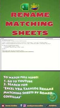 Rename Matching Sheets | Excel VBA TAGALOG