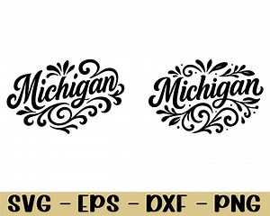 Michigan Typography Svg, Michigan Text Silhouette, Dxf, Png - Etsy