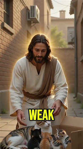 Jesus Shelters a Stray Mother Cat and Kittens #jesus #faith #shorts