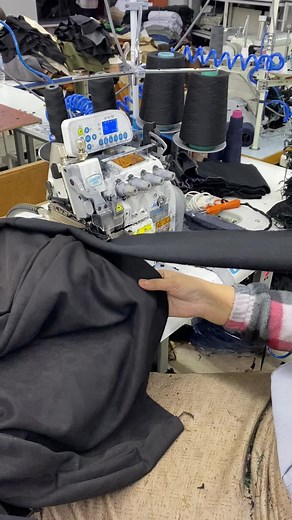 Sewing Process in an Industrial Factory Setting