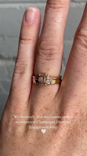 Asymmetrical Champagne Diamond engagement ring