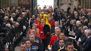 Queen Elizabeth II's coffin arrives at Westminster Abbey
