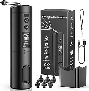 Updated Ear Wax Removal Kit, IPX7 Waterproof Ear Cleaning Tool with Clear LED Display, USB Rechargeable Electric Ear Irrigation Flushing System, Safe and Effective Electric Ear Cleaner Tool