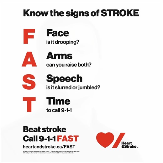 594 reactions · 80 shares | Almost one million Canadians are living with the effects of stroke. - troke can happen at any age. Recognizing the signs of stroke and calling 9-1-1 immediately can mean the difference between life and death, or the difference between a better recovery and a lasting disability. Let’s all share the FAST signs of stroke. #BeatStroke #StrokeMonth | Heart & Stroke | Facebook