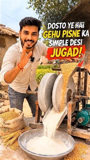 A homemade grain grinding machine made from stone wheels !